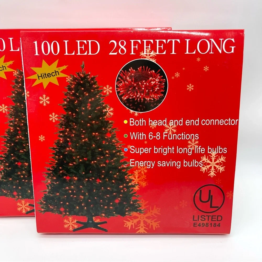 Christmas Red LED String Lights 100 Count 28 FT Indoor Outdoor New Set of 2